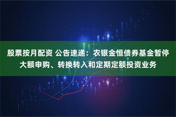 股票按月配资 公告速递：农银金恒债券基金暂停大额申购、转换转入和定期定额投资业务